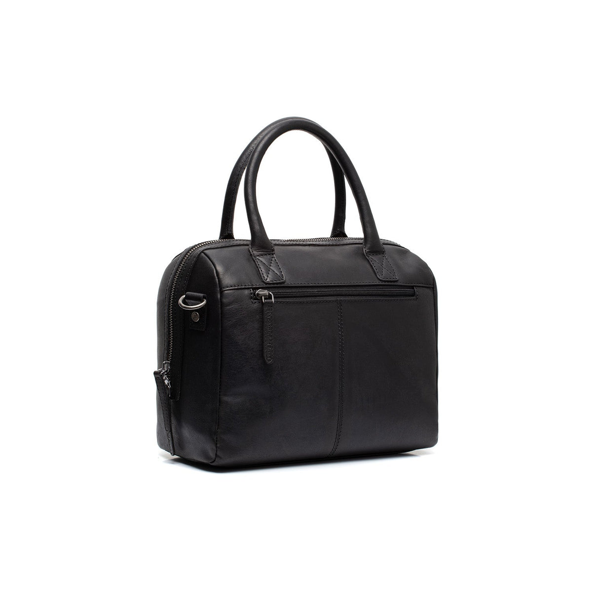 Styled Fit Perspective of Langton Full-Grain Leather Handbag on Model - Natural Daylight Drape