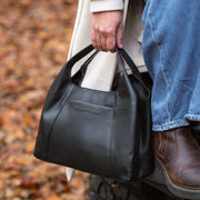 Classic 100% Full-Grain leather Goods - Back View Showing Tailored Shoulder Fit &amp; Clean Hemline