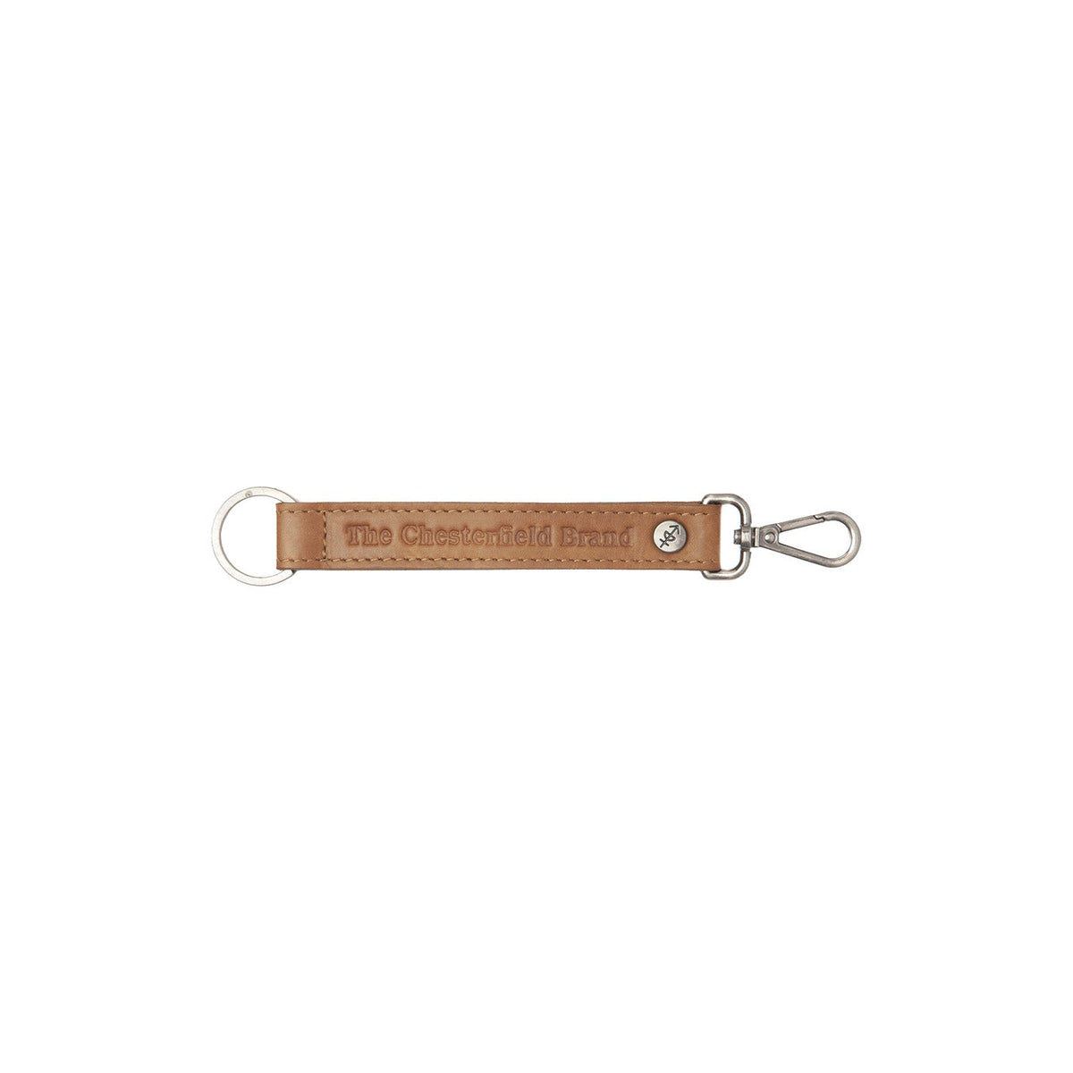 Leather Key Ring Cognac in Cognac 100% Full-Grain Leather - Front Profile View &amp; Tailored Silhouette | Buy Online