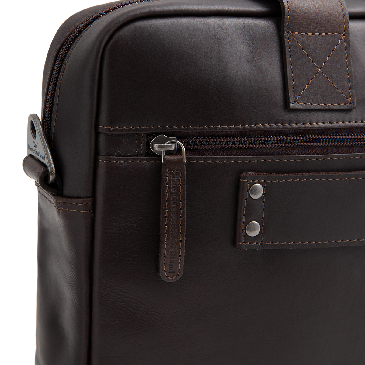 Brown Leather Laptop Bag Calvi, detail view 10