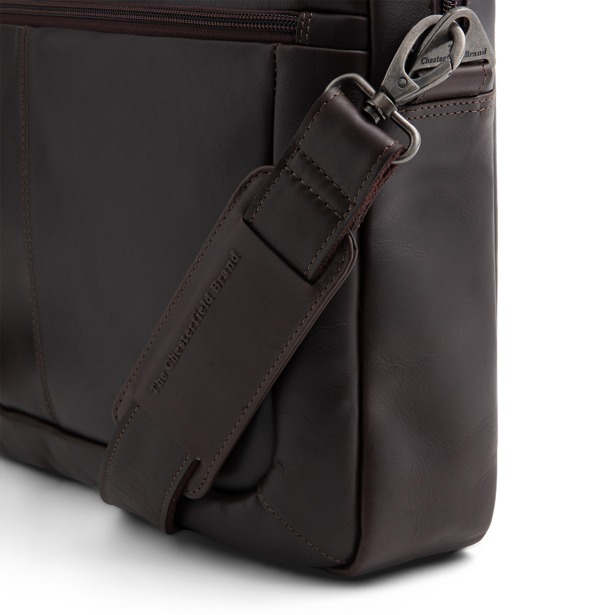 Brown Leather Laptop Bag Calvi, detail view 6