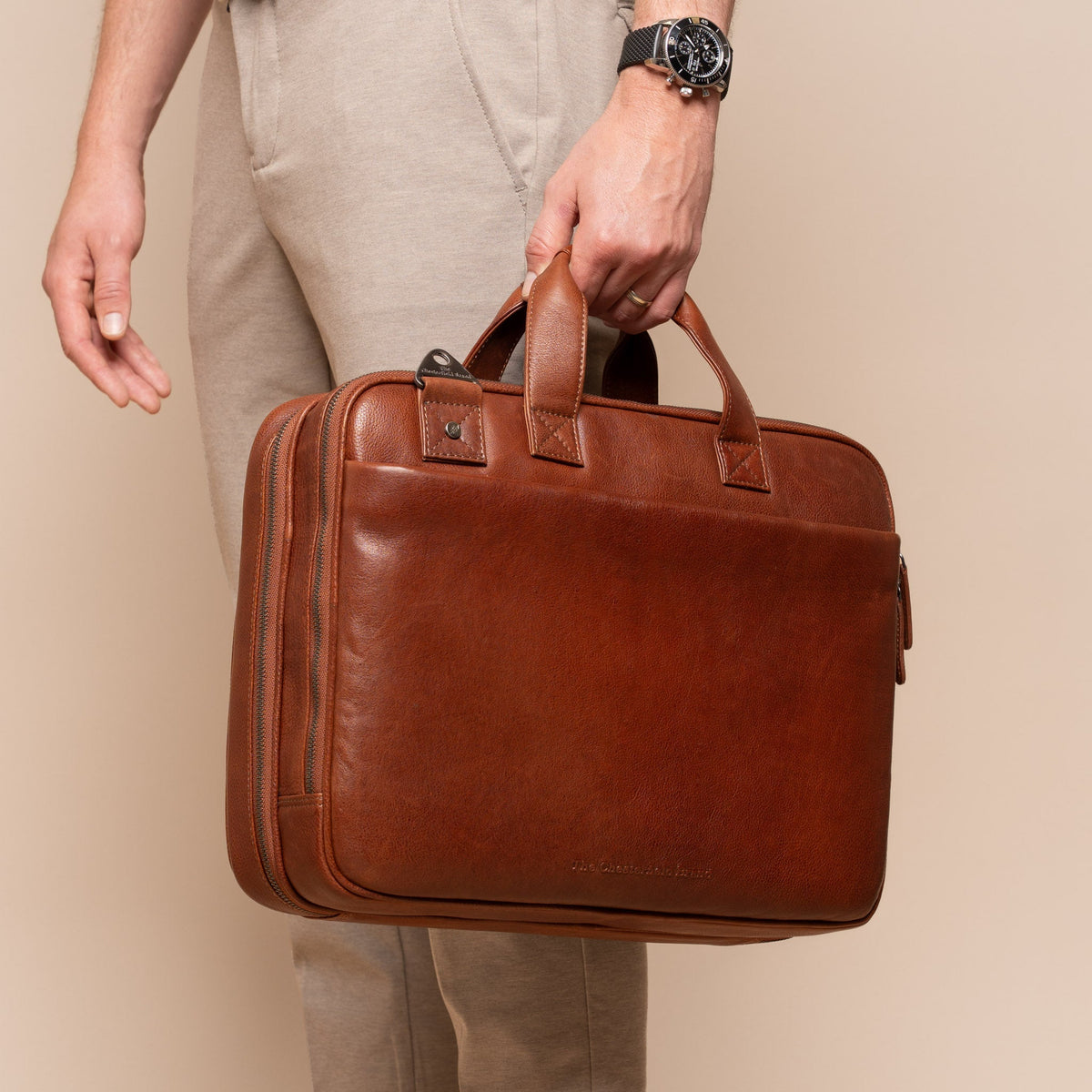 Iseo Full-Grain Leather Laptop Bag – alternate product view 3