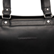 Solid Antique Brass Hardware &amp; Heavy-Duty Dual Zipper Detail on Manly Full-Grain Leather Laptop Bag