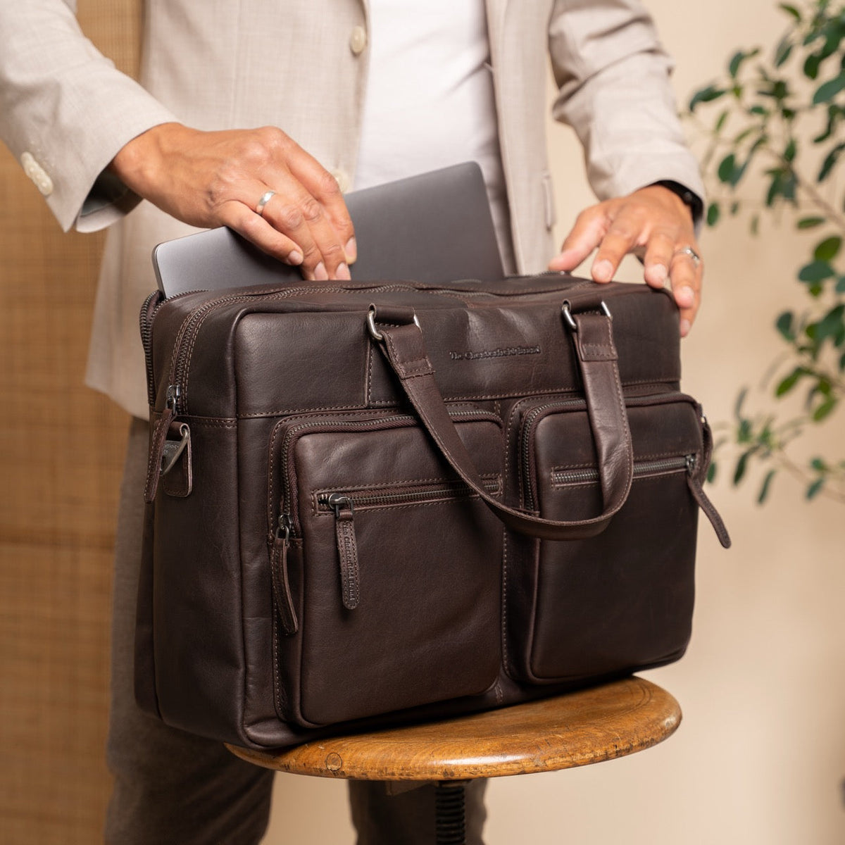 Misha Full-Grain Leather Laptop Bag – alternate product view 3