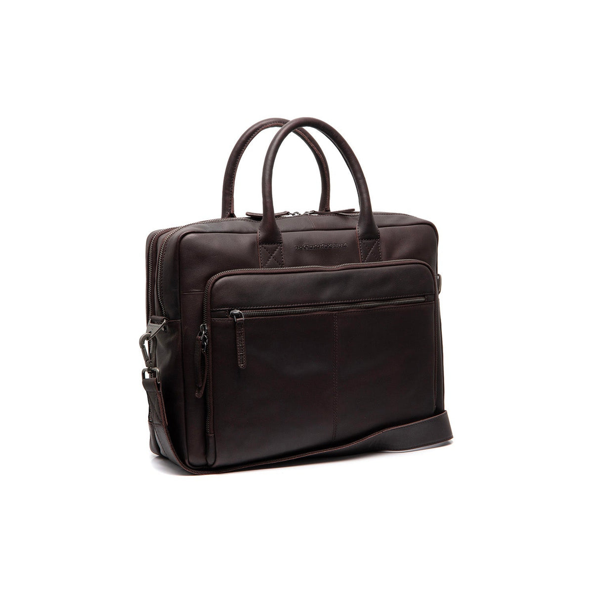 Brown Leather Laptop Bag Tacama, front view