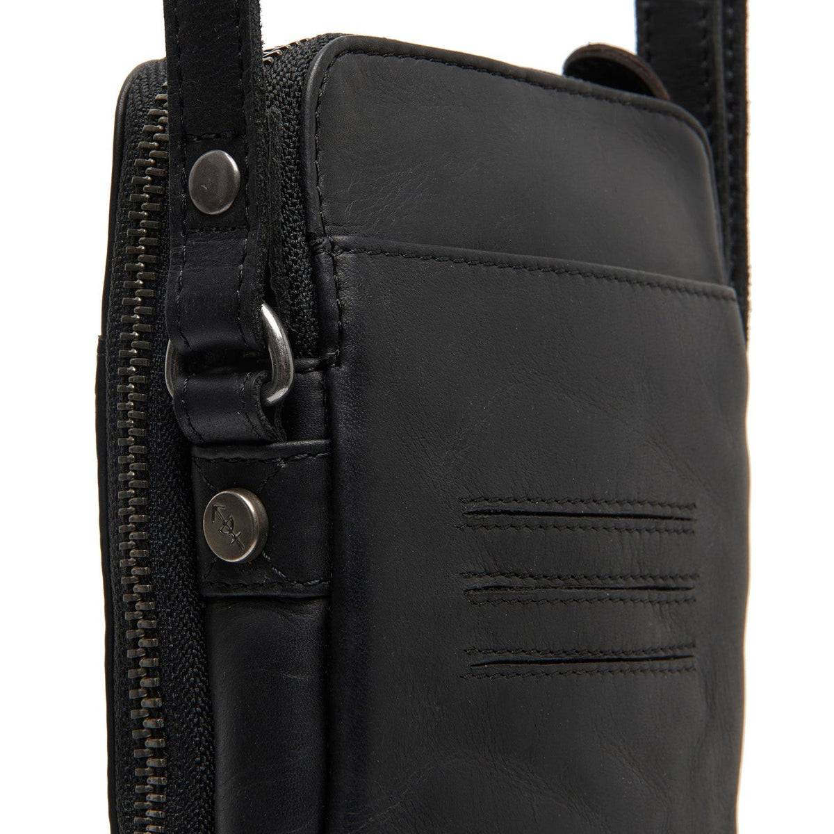 Alesund Full-Grain Leather Phone Bag - Lateral Side Profile View Showing Sleeve Cut &amp; Athletic Taper Fit