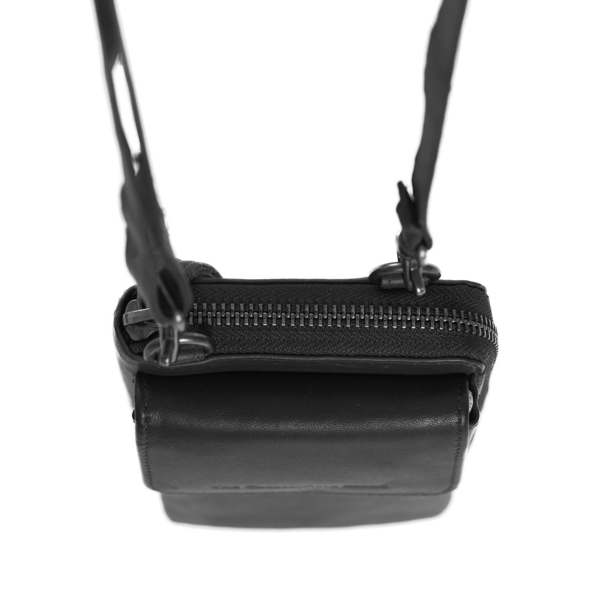 Styled Fit Perspective of Malaga Full-Grain Leather Phone Bag on Model - Natural Daylight Drape