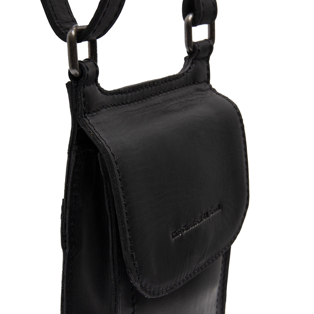 Nebra Full-Grain Leather Phone Bag - Lateral Side Profile View Showing Sleeve Cut &amp; Athletic Taper Fit