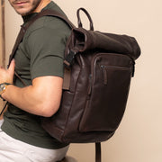 Remo Full-Grain Leather Roll-top Backpack – alternate product view 2