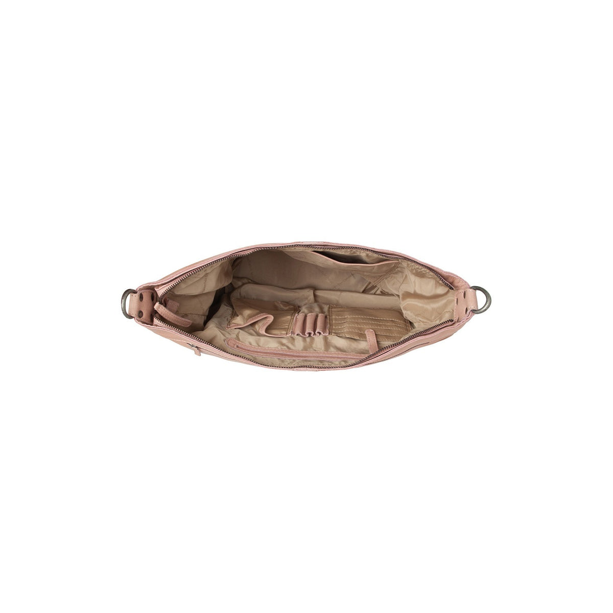 Solid Antique Brass Hardware & Heavy-Duty Dual Zipper Detail on Bolivia Full-Grain Leather Shoulder Bag