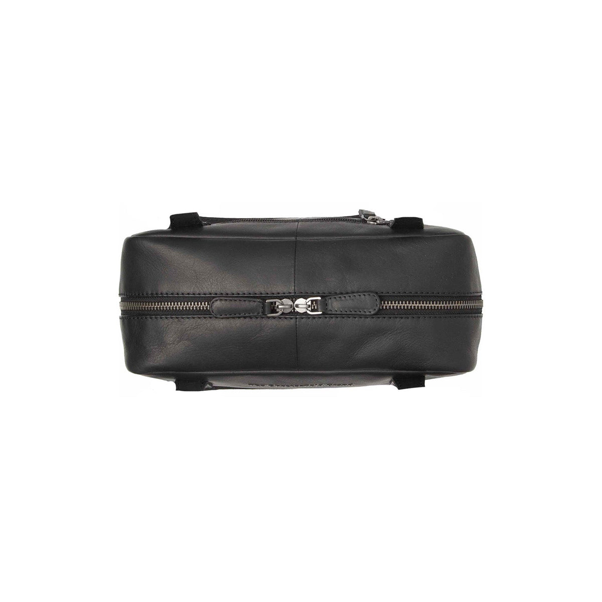 Solid Antique Brass Hardware &amp; Heavy-Duty Dual Zipper Detail on Fenno Full-Grain Leather Shoulder Bag