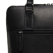 Viamonte Full-Grain Leather Shoulder Bag - Structured Side Profile Showing Gusset Depth &amp; Expansion Capacity