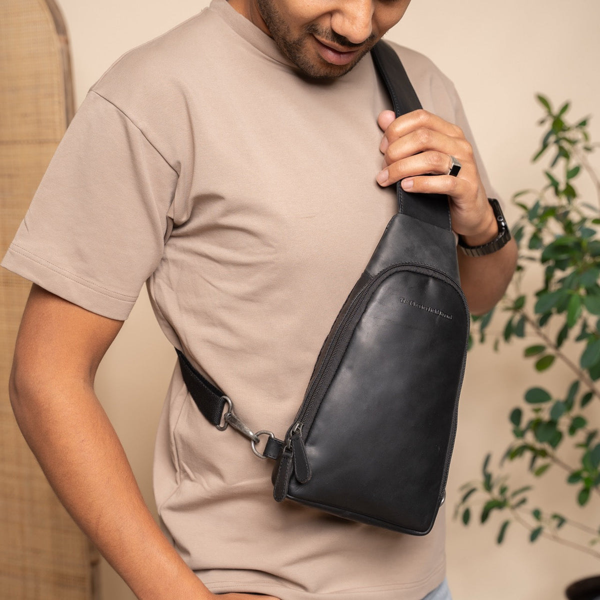 Classic 100% Full-Grain leather Bag - Rear Perspective Showing Reinforced Leather Straps &amp; Stitching