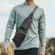 Classic 100% Full-Grain leather Bag - Rear Perspective Showing Reinforced Leather Straps &amp; Stitching