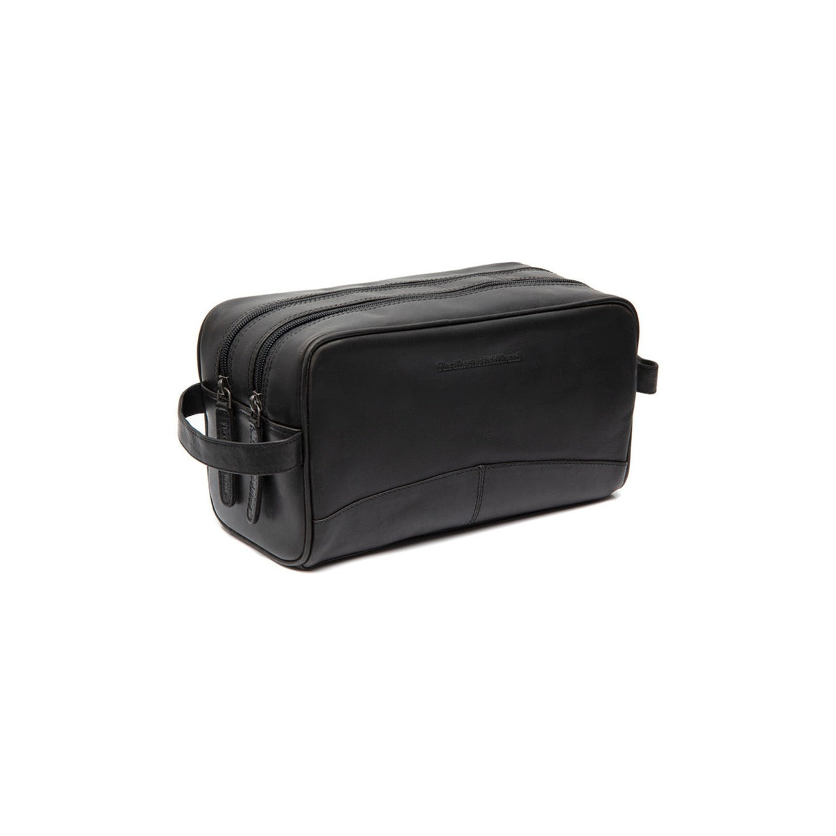 Stacey Full-Grain Leather Toiletry Bag in Classic 100% Full-Grain Leather - Front Profile View &amp; Tailored Silhouette | Buy Online