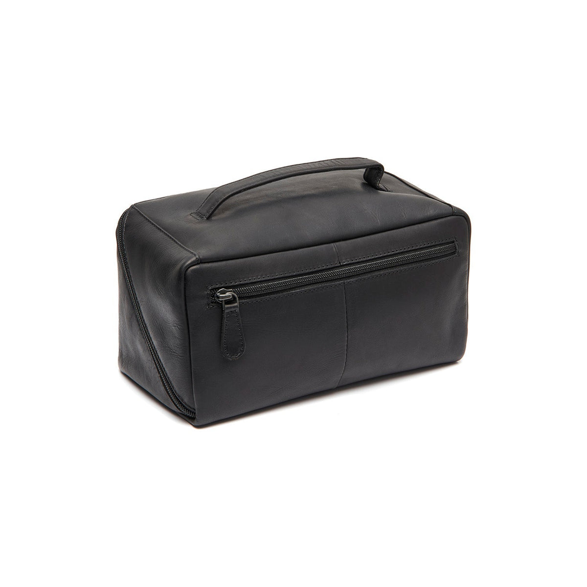 
Tailored Rib Cuffs & Hem Craftsmanship Construction Detail on Trevia Full-Grain Leather Toiletry Bag