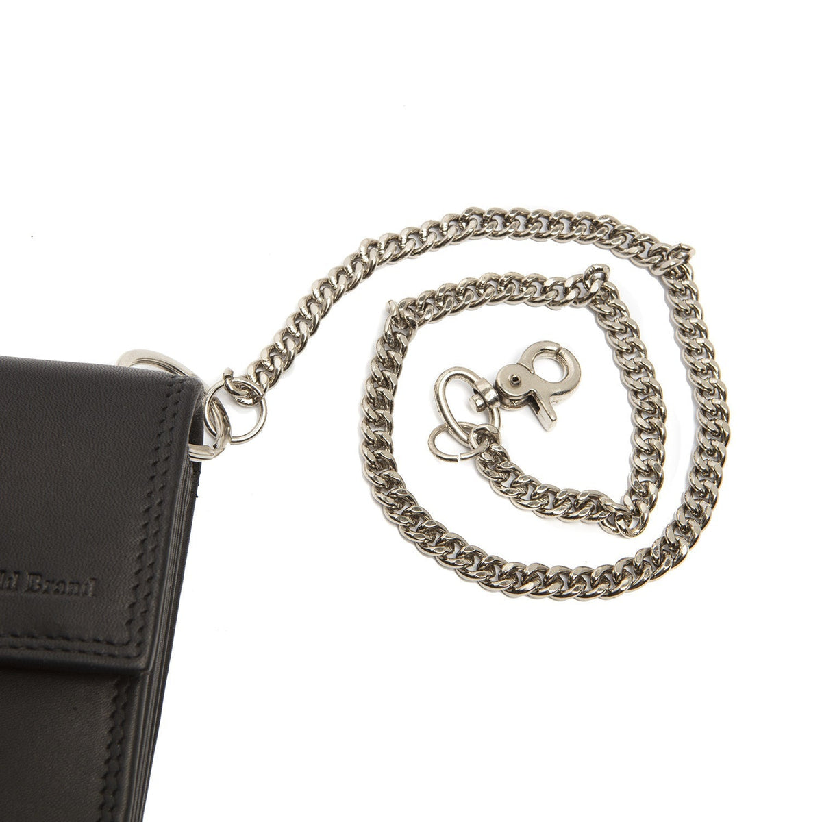 Solid Antique Brass Hardware &amp; Heavy-Duty Dual Zipper Detail on Elba Full-Grain Leather Waiter Wallet