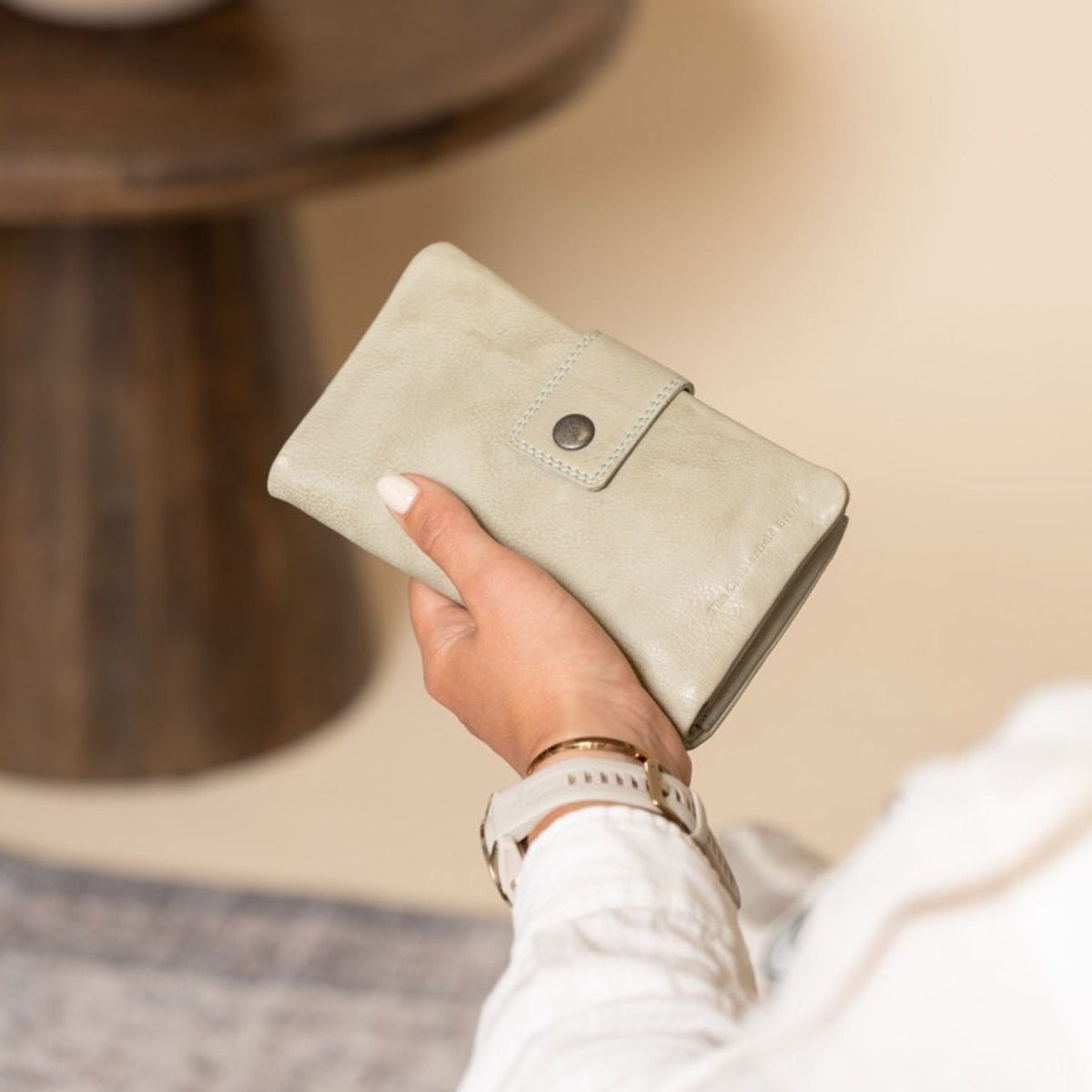 Classic 100% Full-Grain leather Wallet - Rear Perspective Showing Reinforced Leather Straps &amp; Stitching