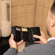 Leroy Full-Grain Leather Wallet - Structured Side Profile Showing Gusset Depth &amp; Expansion Capacity