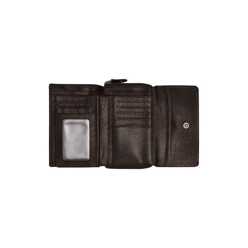 Classic 100% Full-Grain leather Wallet - Rear Perspective Showing Reinforced Leather Straps & Stitching