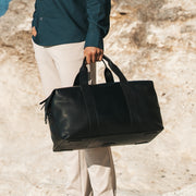 Conor Full-Grain Leather Weekender Bag - Structured Side Profile Showing Gusset Depth &amp; Expansion Capacity