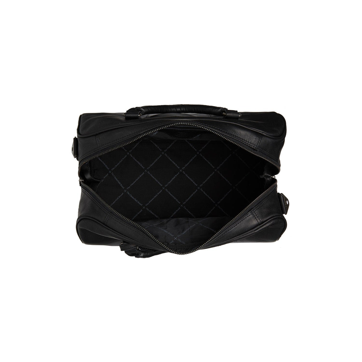 
Solid Antique Brass Hardware & Heavy-Duty Dual Zipper Detail on Liam Full-Grain Leather Weekender Bag