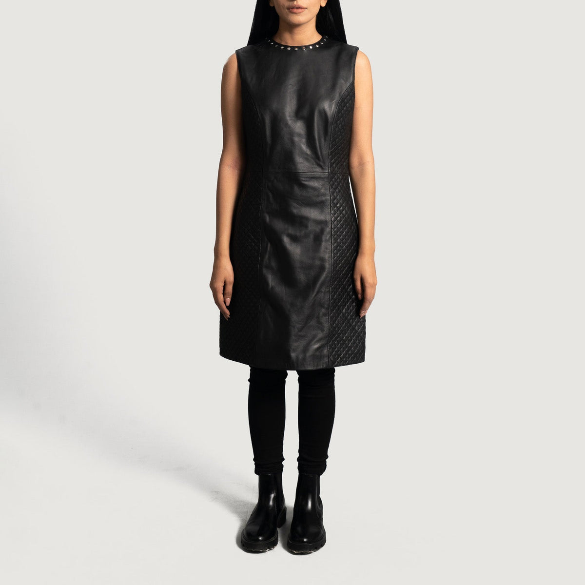 Authentic Sheepskin Leather with Aniline Finish Grain Texture &amp; Heavy-Duty Seam Stitching Detail