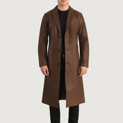 Open Hem &amp; Hem Craftsmanship Construction Detail on Mateo Black Leather Single Breasted Coat