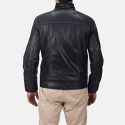 Close-Up Detail of Band &amp; Zipper Hardware on Maurice Black Leather Jacket