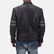Close-Up Detail of Band &amp; Zipper Hardware on Night Trooper Leather Jacket