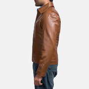 Brown Sheepskin leather Jacket - Back View Showing Tailored Shoulder Fit &amp; Clean Hemline