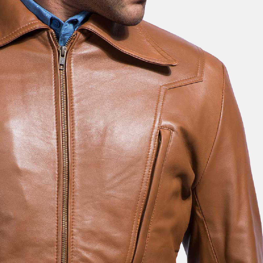 Authentic Sheepskin Leather with Semi-aniline Finish Grain Texture &amp; Heavy-Duty Seam Stitching Detail