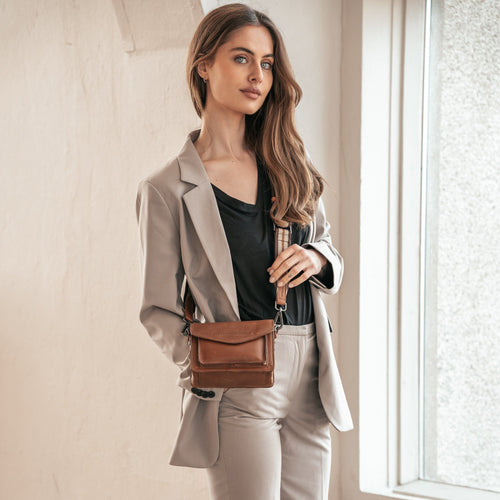 Classic 100% Full-Grain leather Goods - Back View Showing Tailored Shoulder Fit & Clean Hemline
