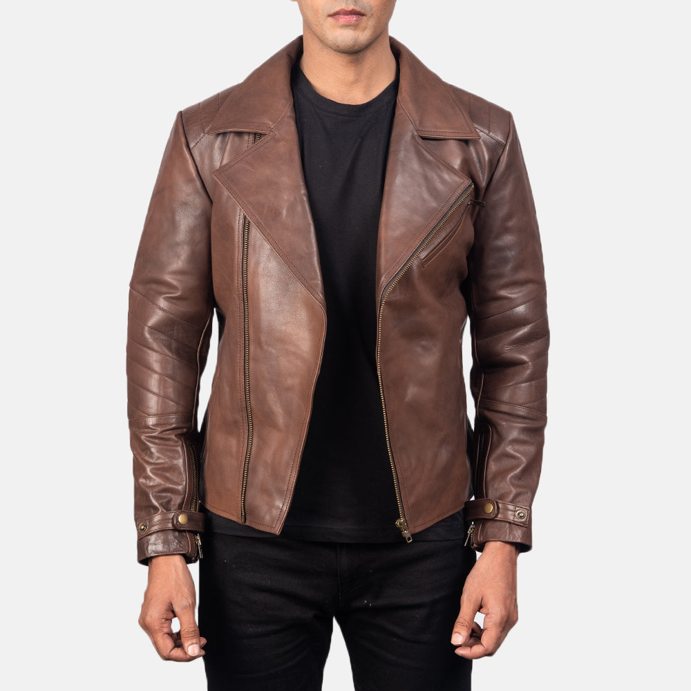 Zipper + Snap Button Strap &amp; Hem Craftsmanship Construction Detail on Men's Raiden Black Leather Biker Jacket