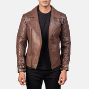 Zipper + Snap Button Strap &amp; Hem Craftsmanship Construction Detail on Men's Raiden Black Leather Biker Jacket