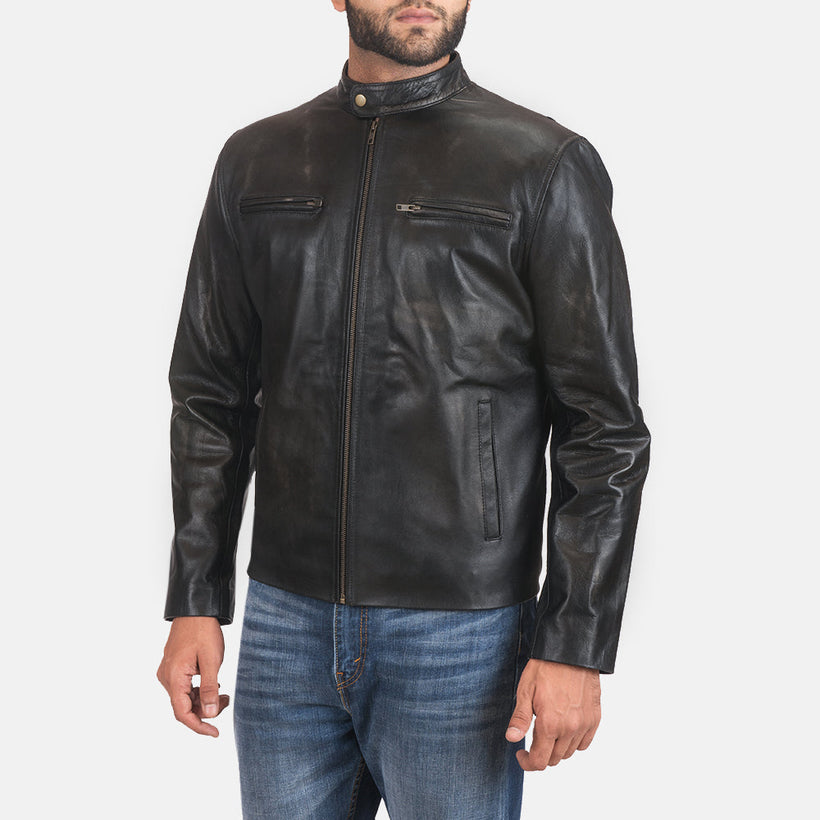 Rustic Leather Biker Jacket
