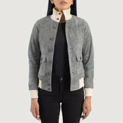 
Knit Rib & Hem Craftsmanship Construction Detail on Women's Sasha A1 Black Suede Bomber Jacket