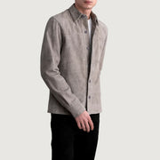 Grey Goatskin suede Jacket - Back View Showing Tailored Shoulder Fit &amp; Clean Hemline
