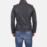 Sergeant Black Leather Jacket - Lateral Side Profile View Showing Sleeve Cut &amp; Athletic Taper Fit