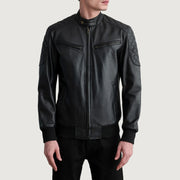 Men's Sven Mocha Suede Bomber Jacket in Dark Brown Goatskin Suede - Front Profile View &amp; Tailored Silhouette | Buy Online
