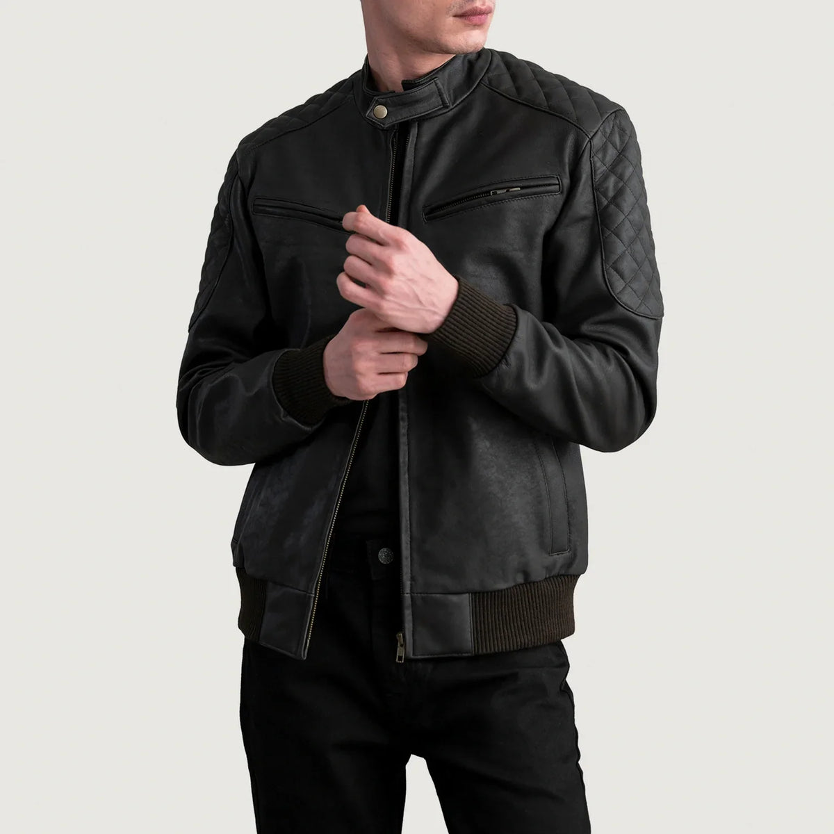 Sven Leather Bomber Jacket – alternate product view 1